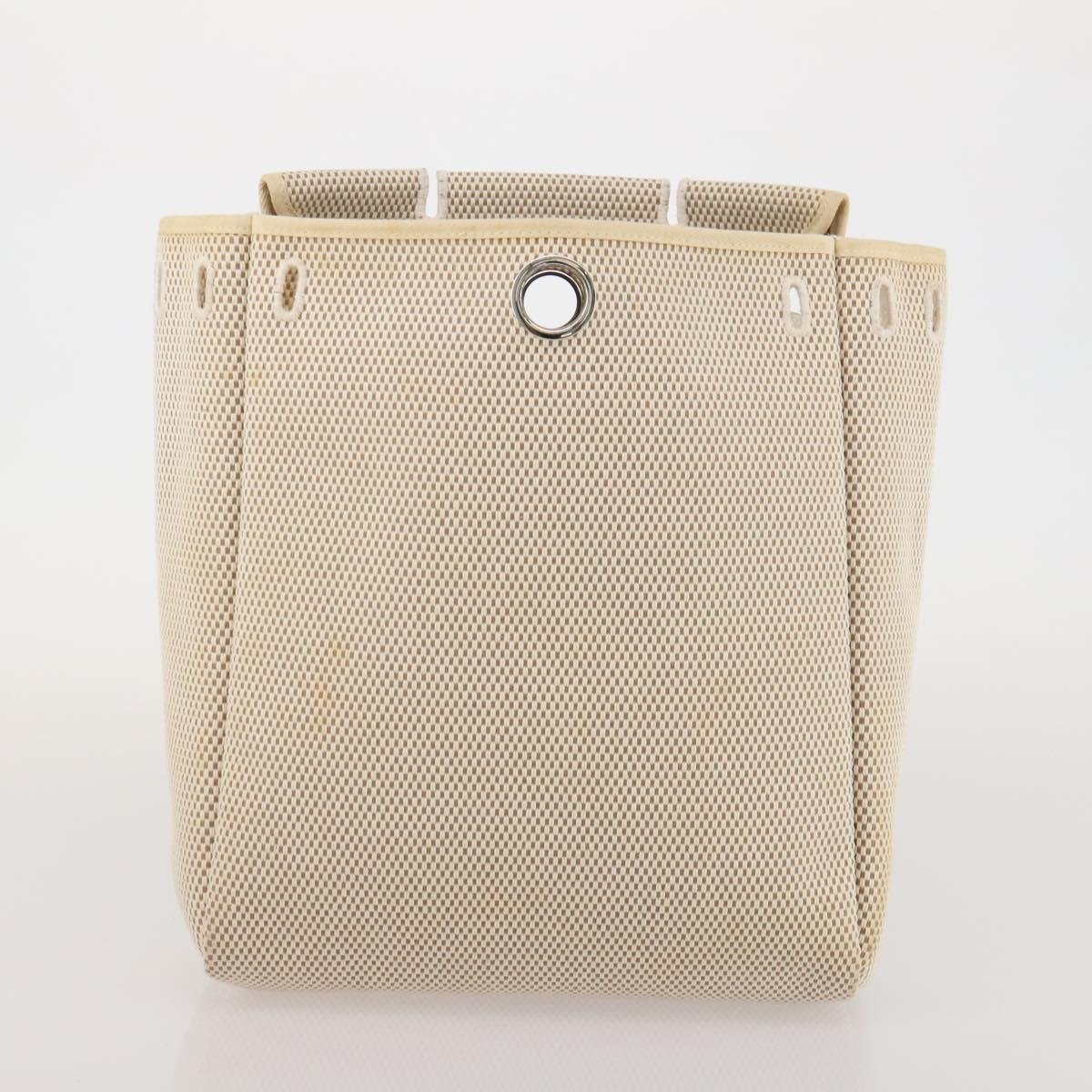 HERMES Herbag A Dos Hand Bag Canvas 2way White Silver Auth fm5359