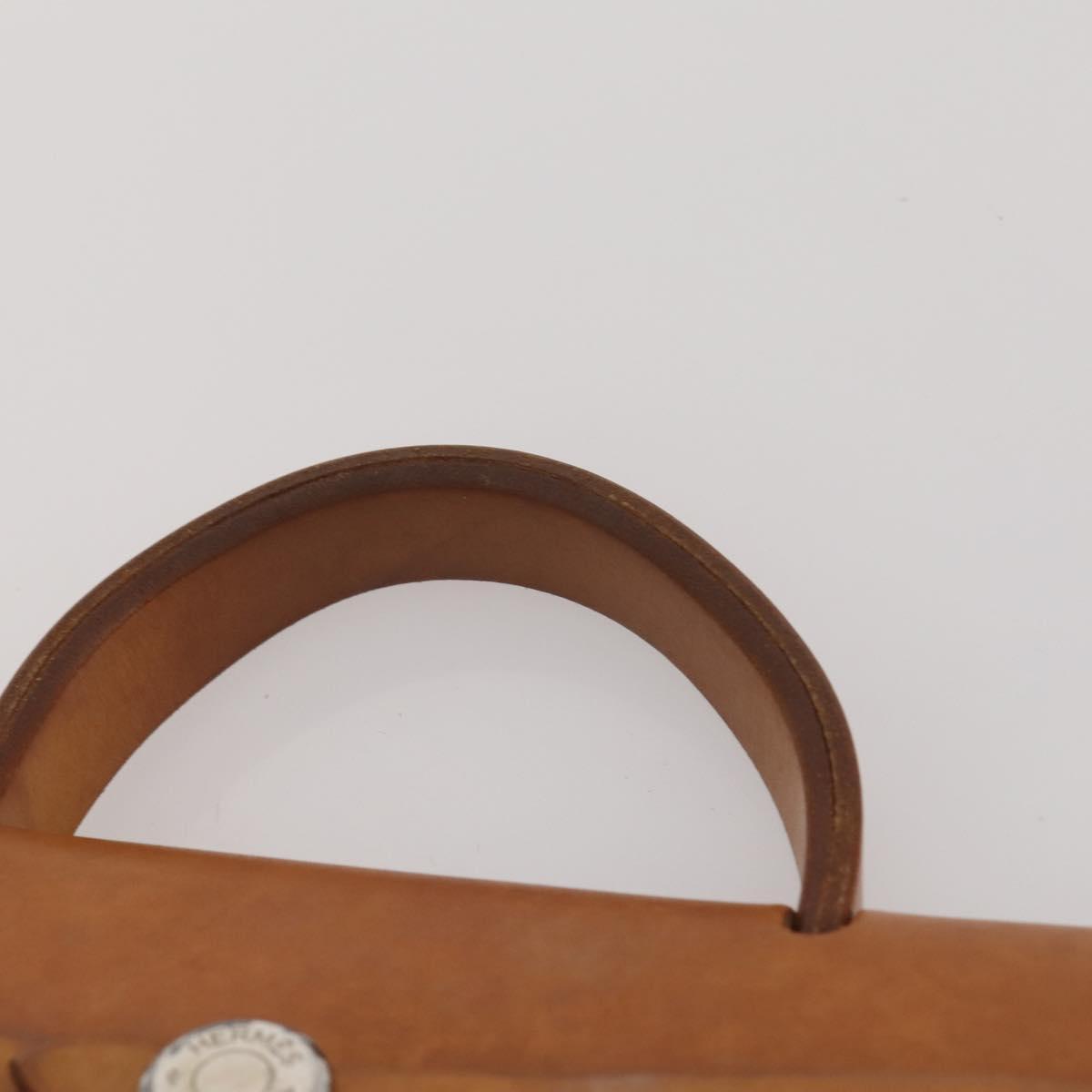 HERMES Herbag A Dos Hand Bag Canvas 2way White Silver Auth fm5359