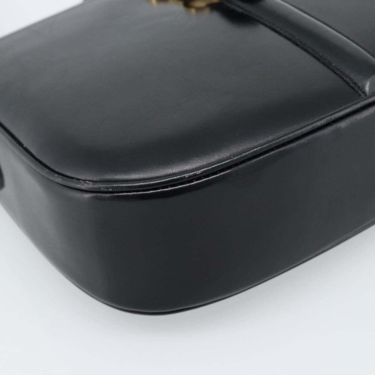 CELINE Shoulder Bag Leather Black Gold Auth fm5363