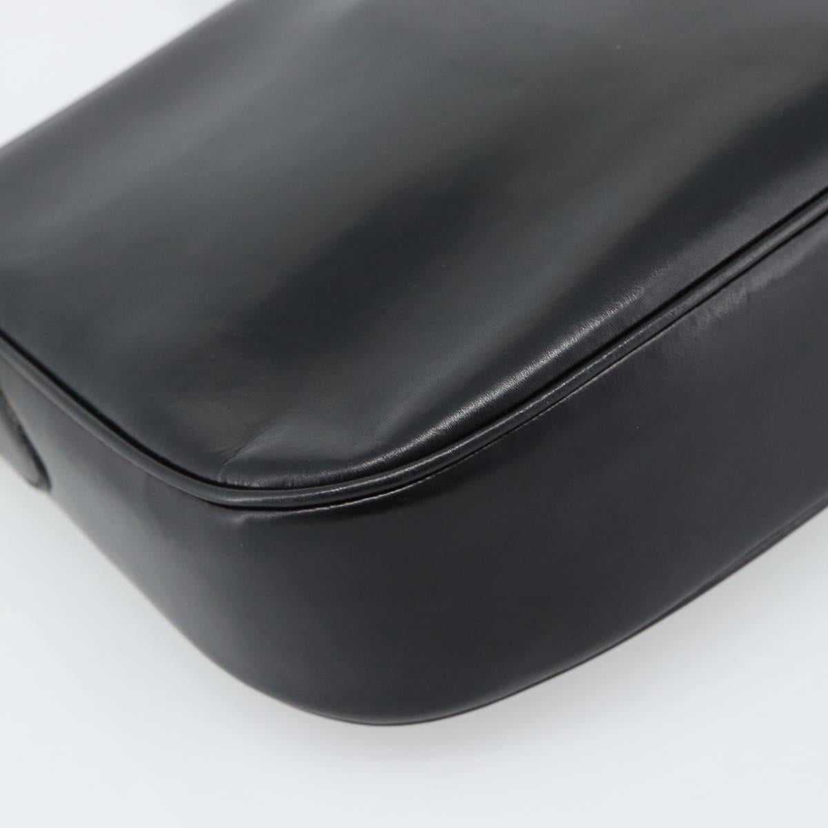 CELINE Shoulder Bag Leather Black Gold Auth fm5363