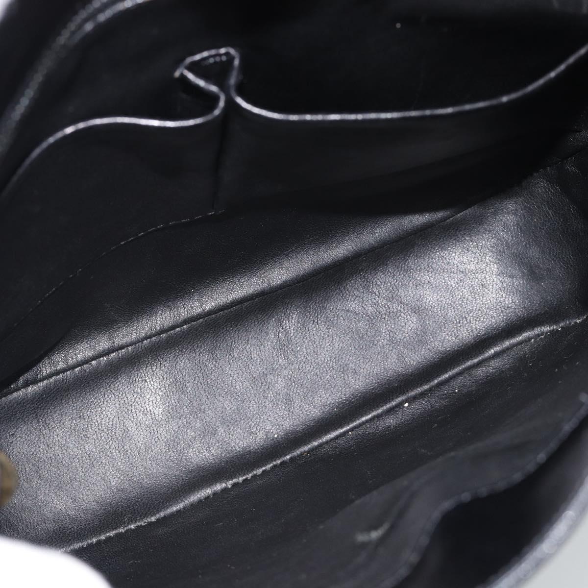 CELINE Shoulder Bag Leather Black Gold Auth fm5363
