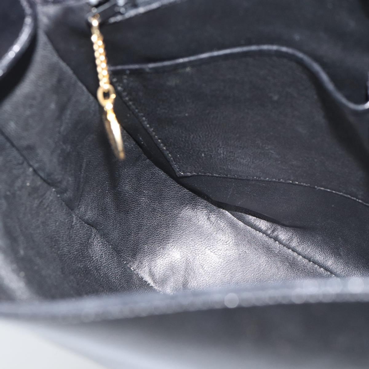CELINE Shoulder Bag Leather Black Gold Auth fm5363