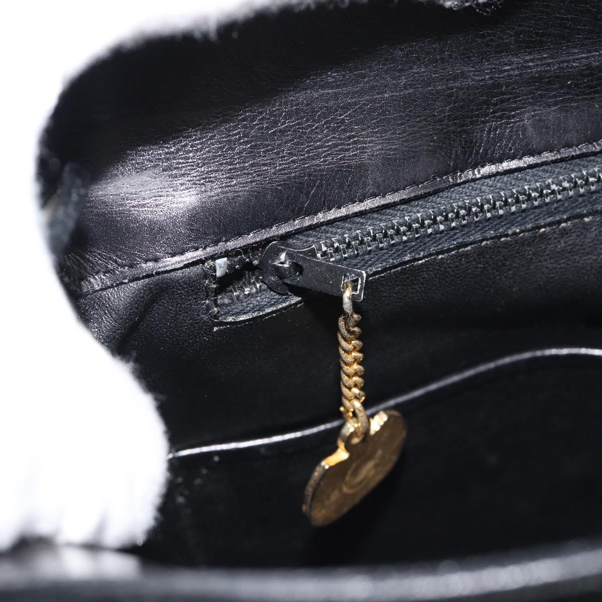 CELINE Shoulder Bag Leather Black Gold Auth fm5363