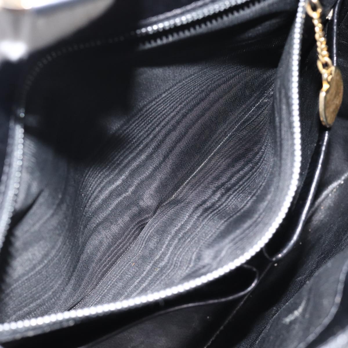 CELINE Shoulder Bag Leather Black Gold Auth fm5363