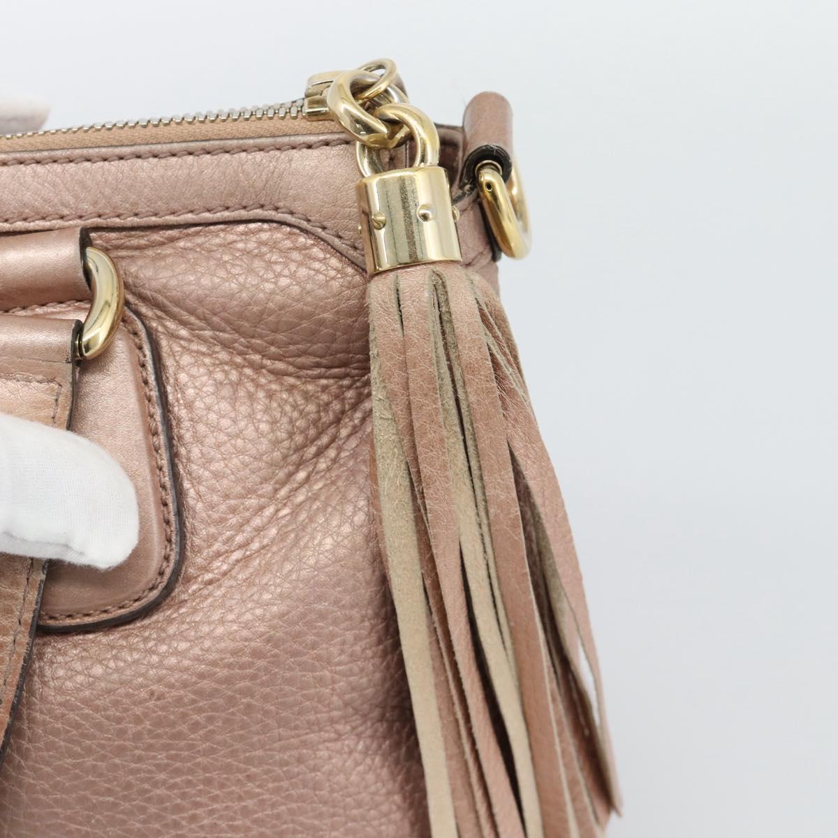 GUCCI Soho Hand Bag Leather 2way Pink Gold 308362 Auth fm5364