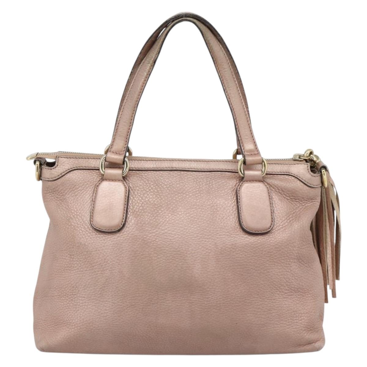 GUCCI Soho Hand Bag Leather 2way Pink Gold 308362 Auth fm5364