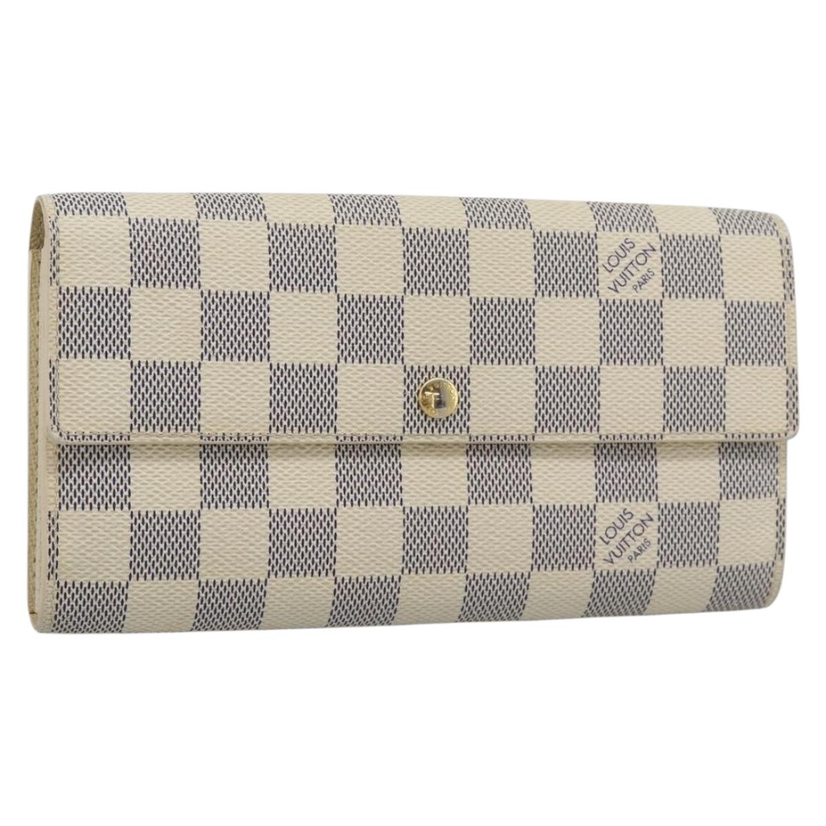 LOUIS VUITTON Damier Azur Portefeuille Sarah Long Wallet N61735 LV Auth fm5371A