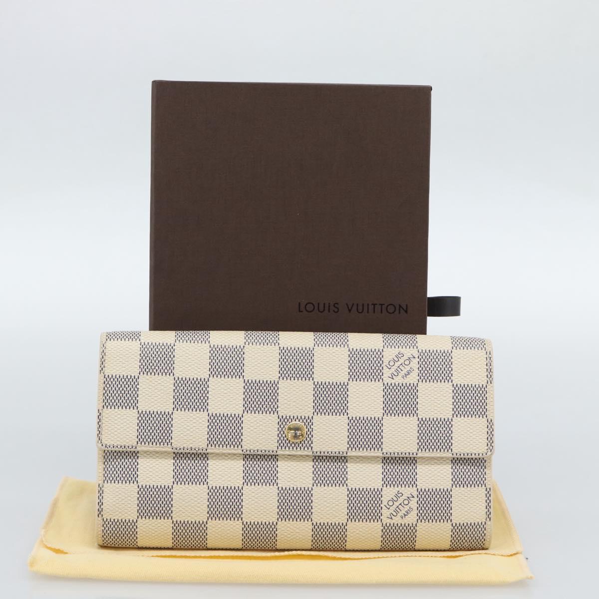 LOUIS VUITTON Damier Azur Portefeuille Sarah Long Wallet N61735 LV Auth fm5371A