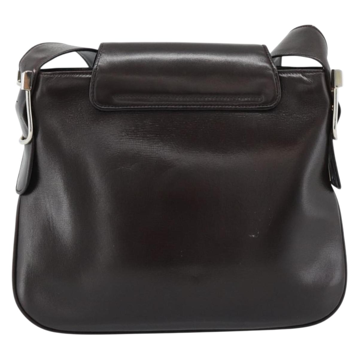 GUCCI Shoulder Bag Leather Black Gold Auth fm5372