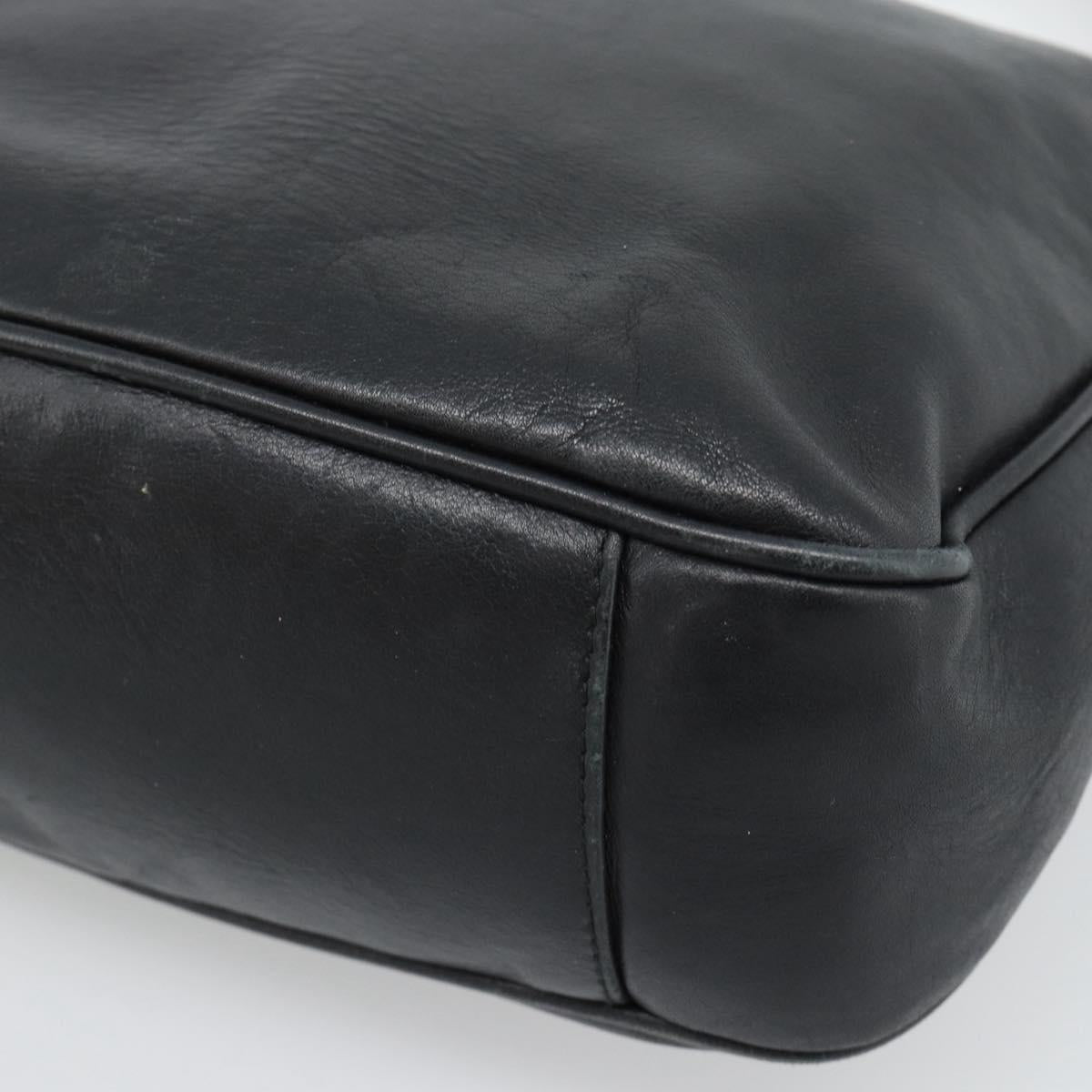GUCCI Bamboo Hand Bag Leather Black Gold Auth fm5373