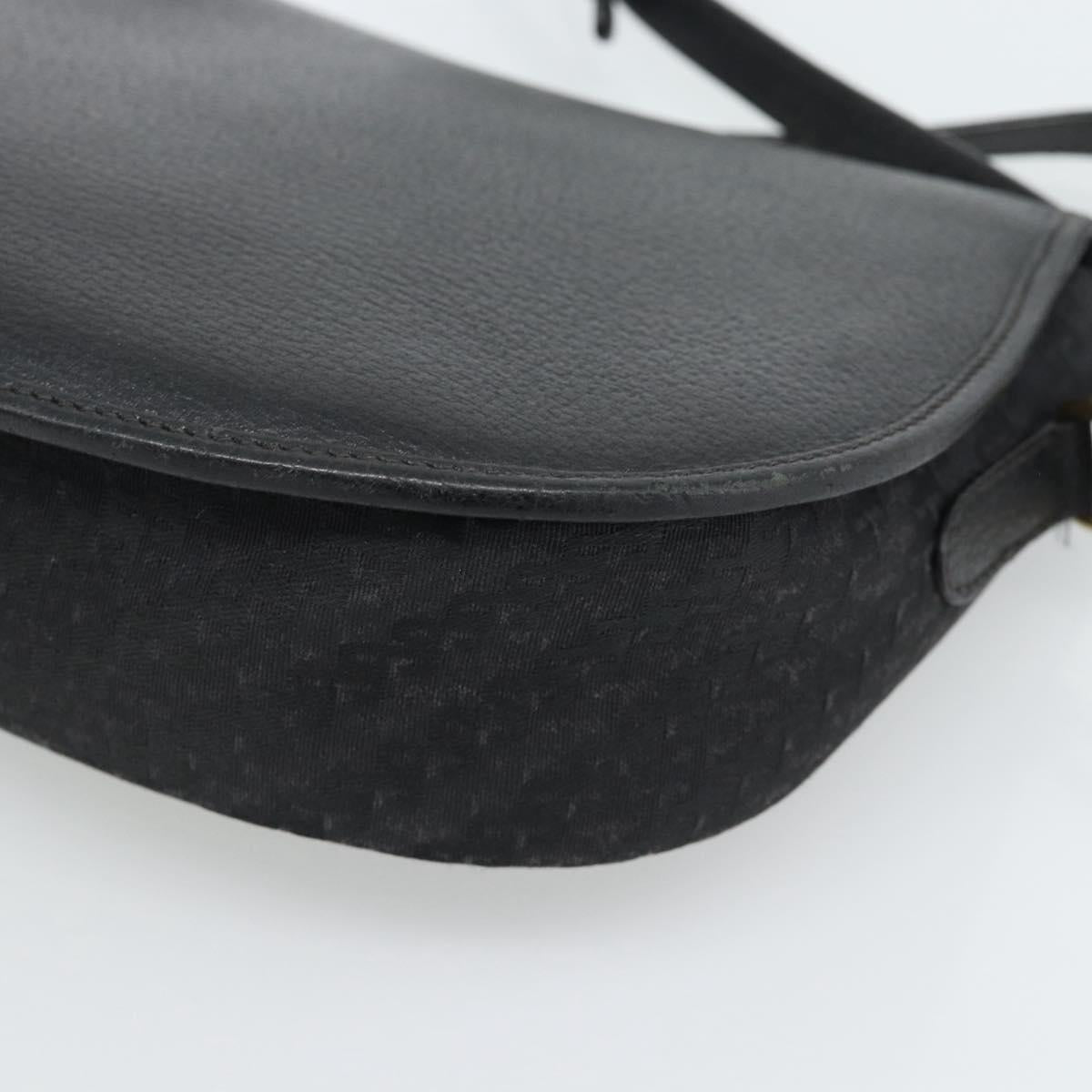 GUCCI Shoulder Bag Canvas Leather Black Gold 007 115 0074 Auth fm5375