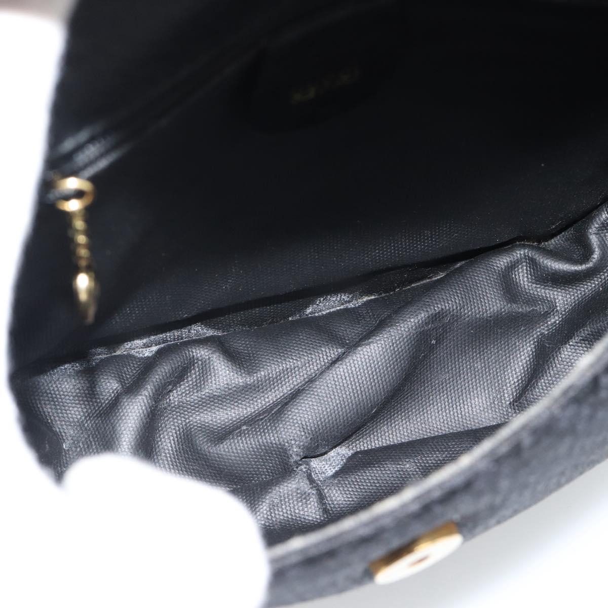 GUCCI Shoulder Bag Canvas Leather Black Gold 007 115 0074 Auth fm5375
