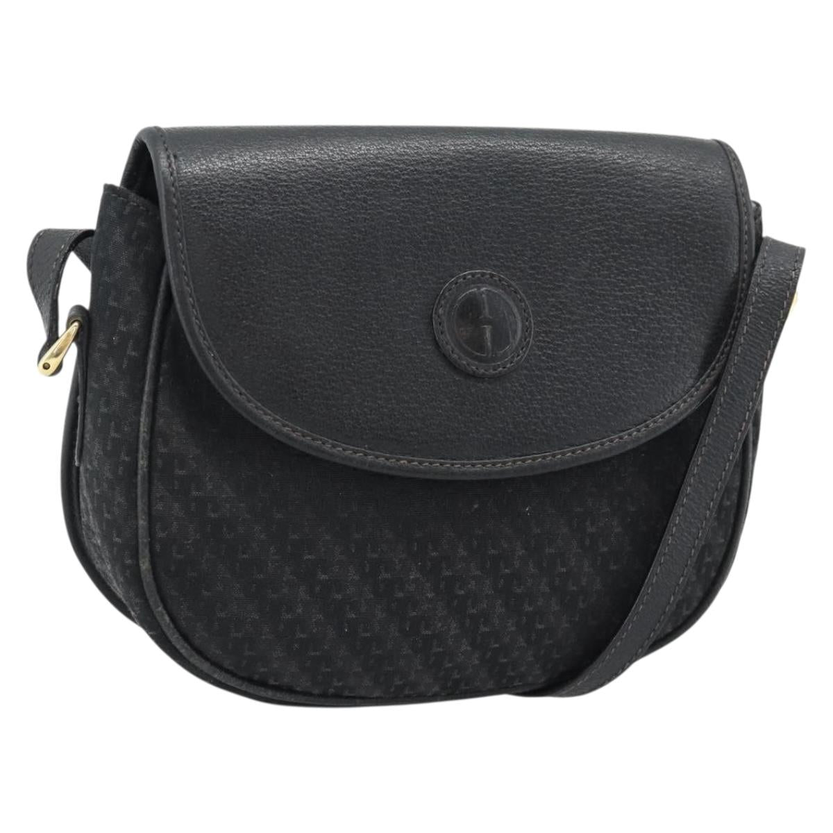 GUCCI Shoulder Bag Canvas Leather Black Gold 007 115 0074 Auth fm5375