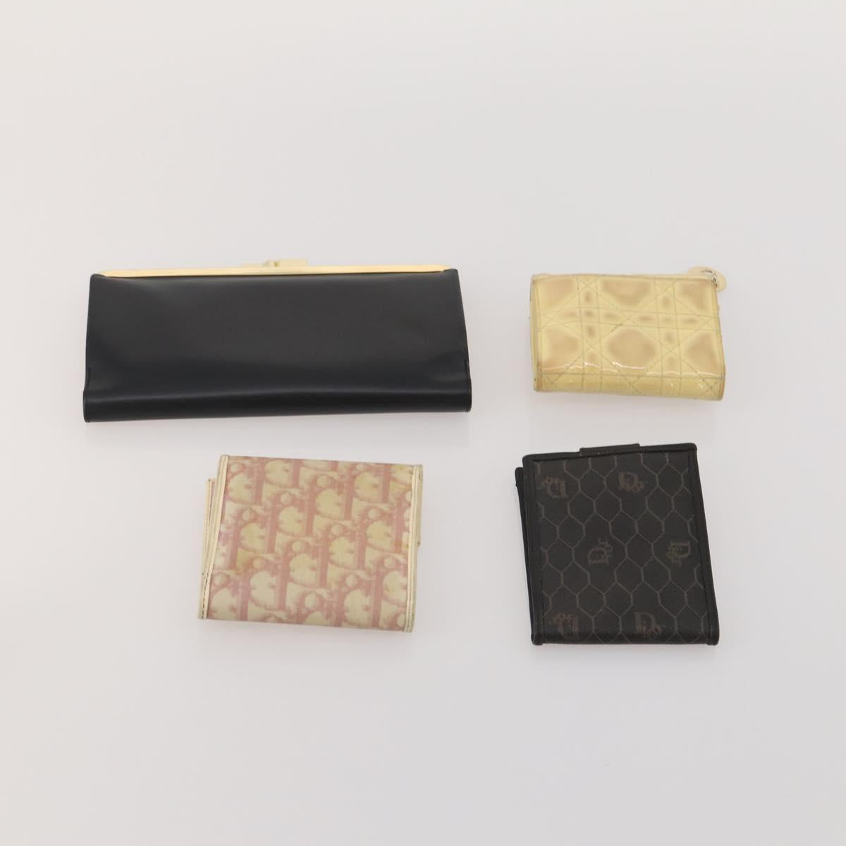 Christian Dior Wallet Leather 10 Set Beige Black black Auth fm5377