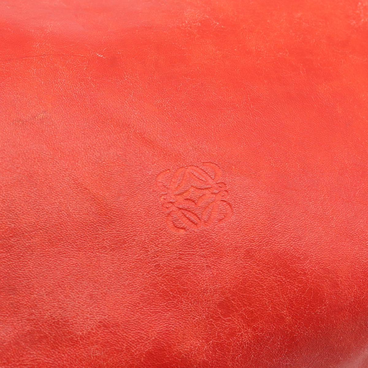 LOEWE Tote Bag Leather Red Gold Auth fm5379