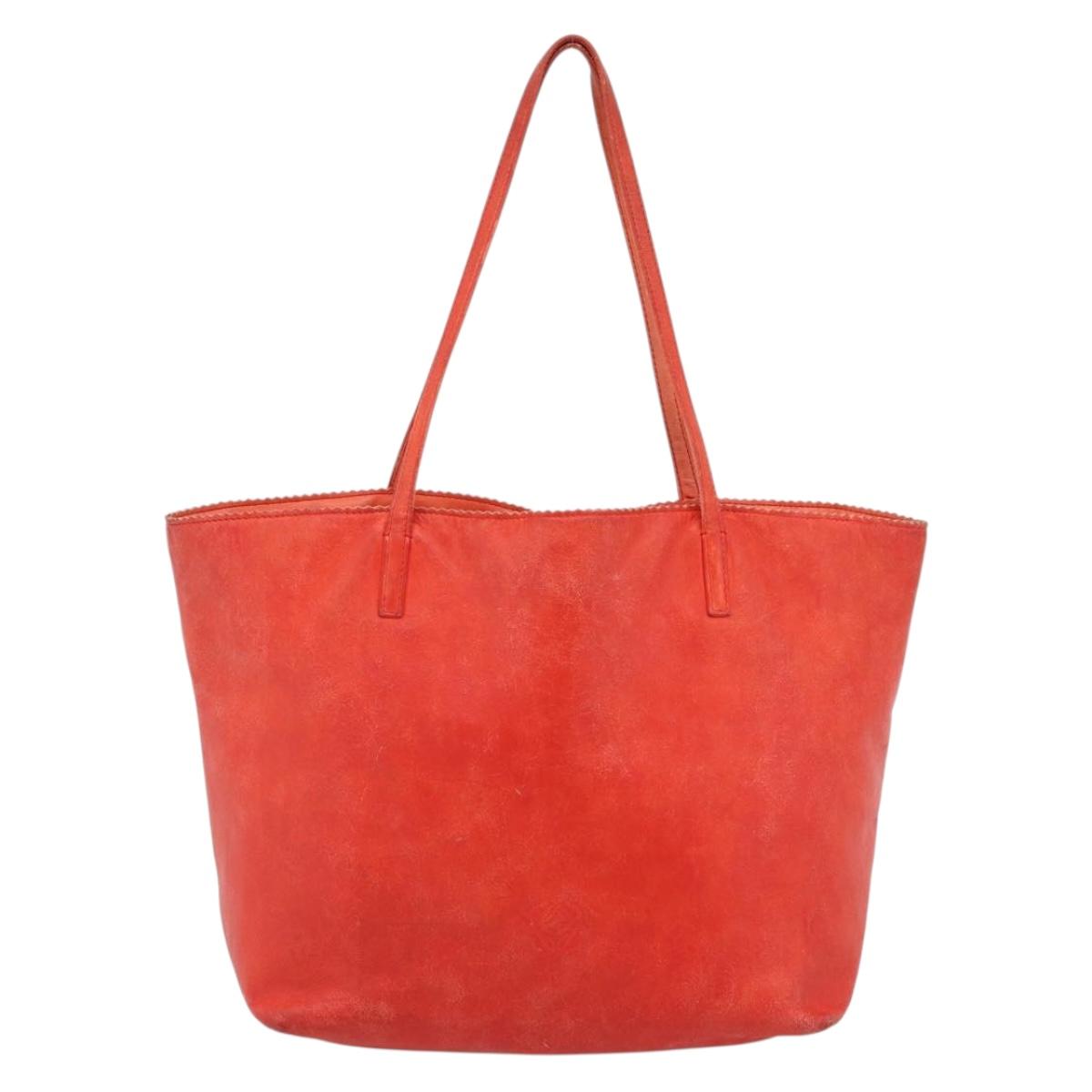 LOEWE Tote Bag Leather Red Gold Auth fm5379