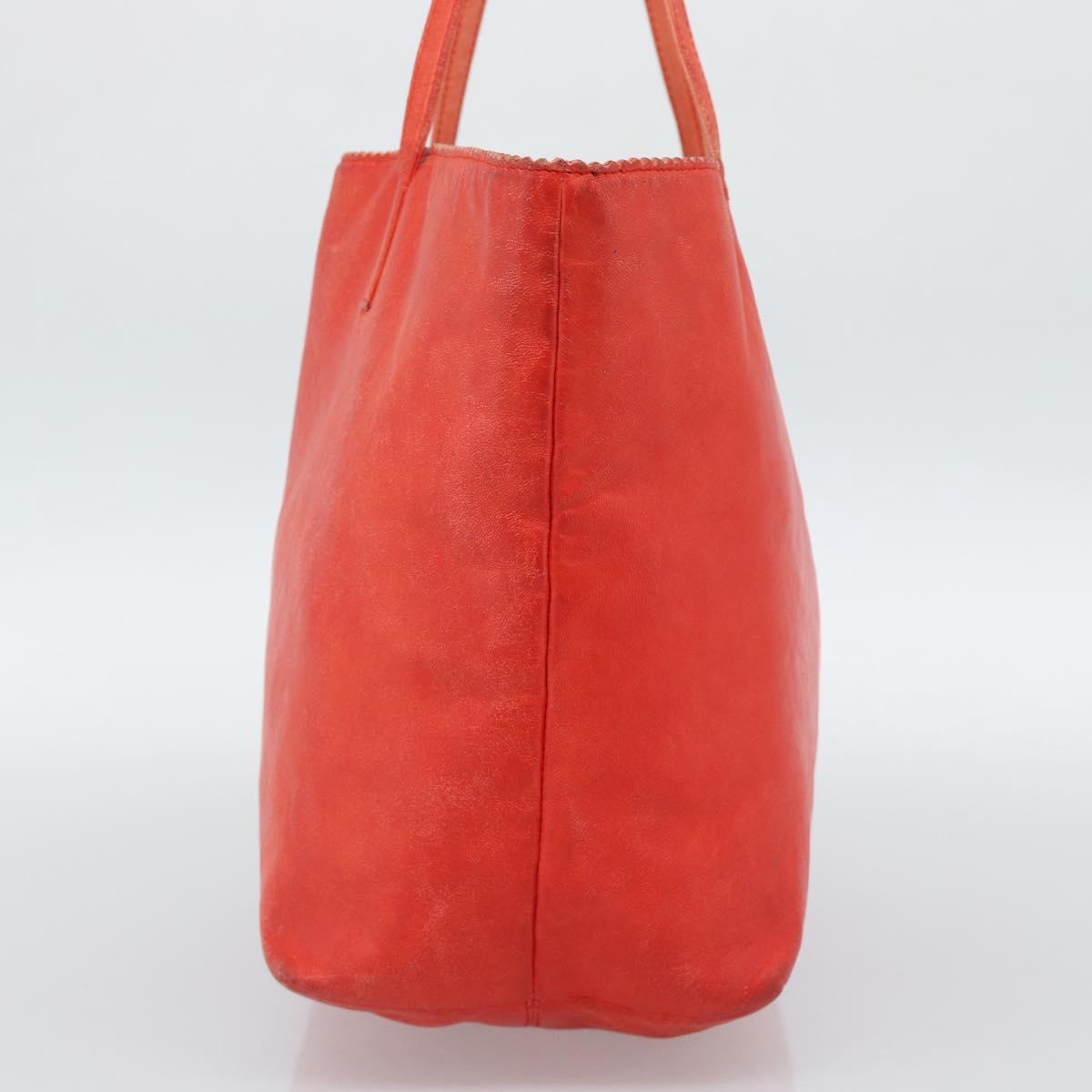 LOEWE Tote Bag Leather Red Gold Auth fm5379
