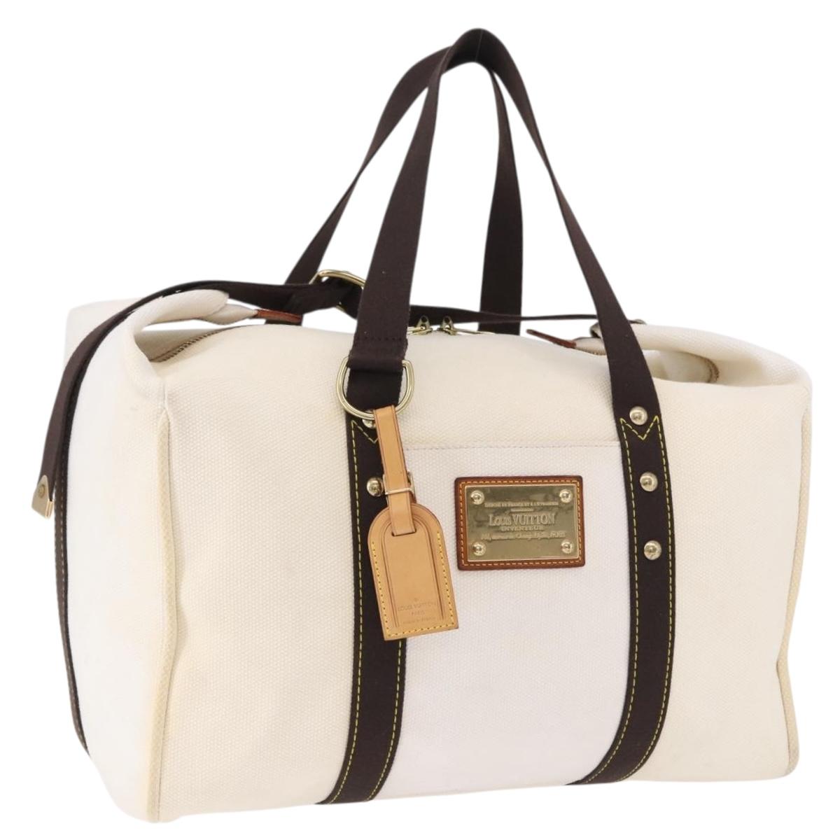 LOUIS VUITTON Antigua Suc weekend Boston Bag White M40030 LV Auth fm5381