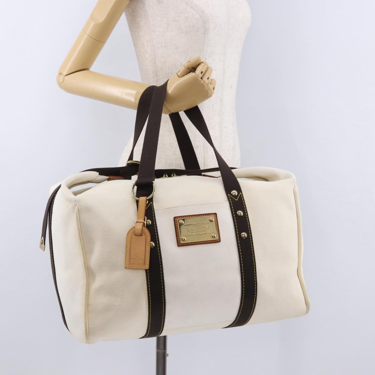 LOUIS VUITTON Antigua Suc weekend Boston Bag White M40030 LV Auth fm5381