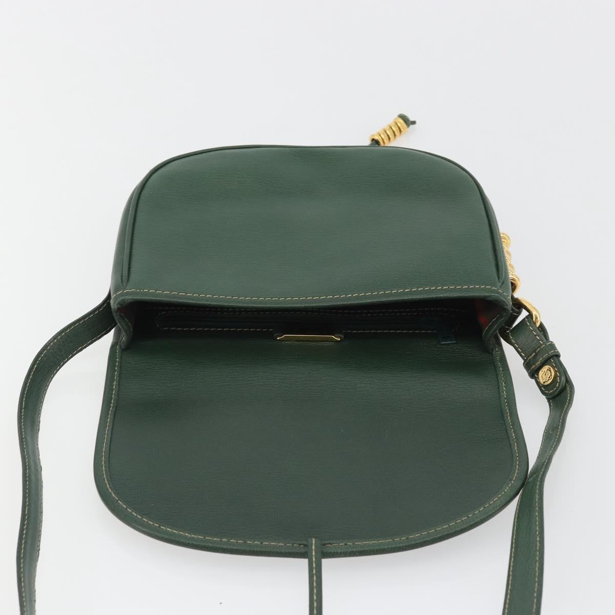 LOEWE Velazquez Shoulder Bag Leather Green Gold Auth fm5384V