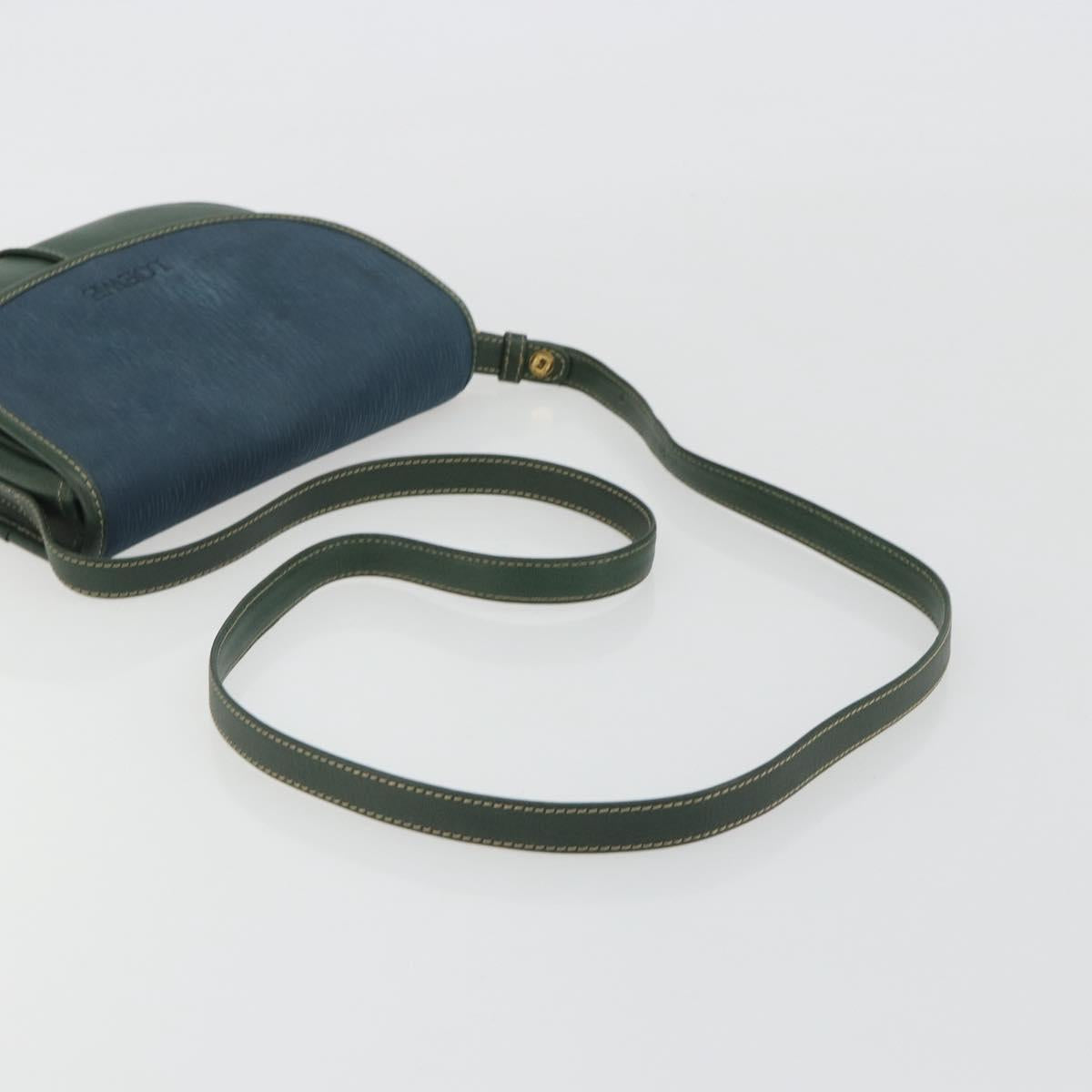 LOEWE Velazquez Shoulder Bag Leather Green Gold Auth fm5384V
