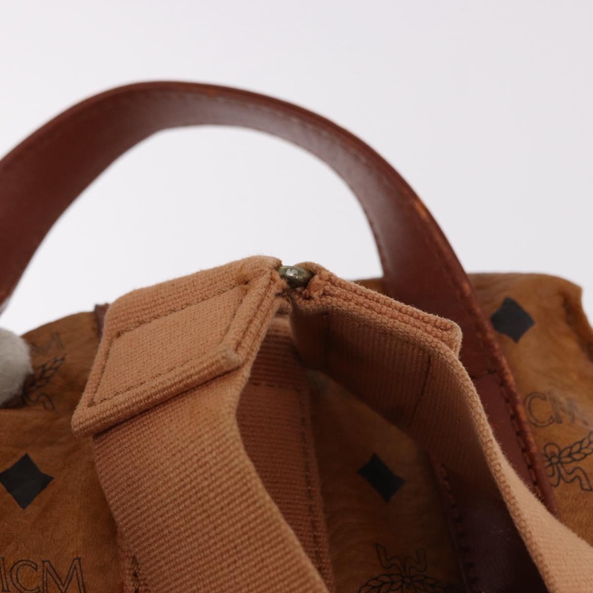 MCM Vicetos Logogram Backpack PVC Beige Gold Auth fm5385A