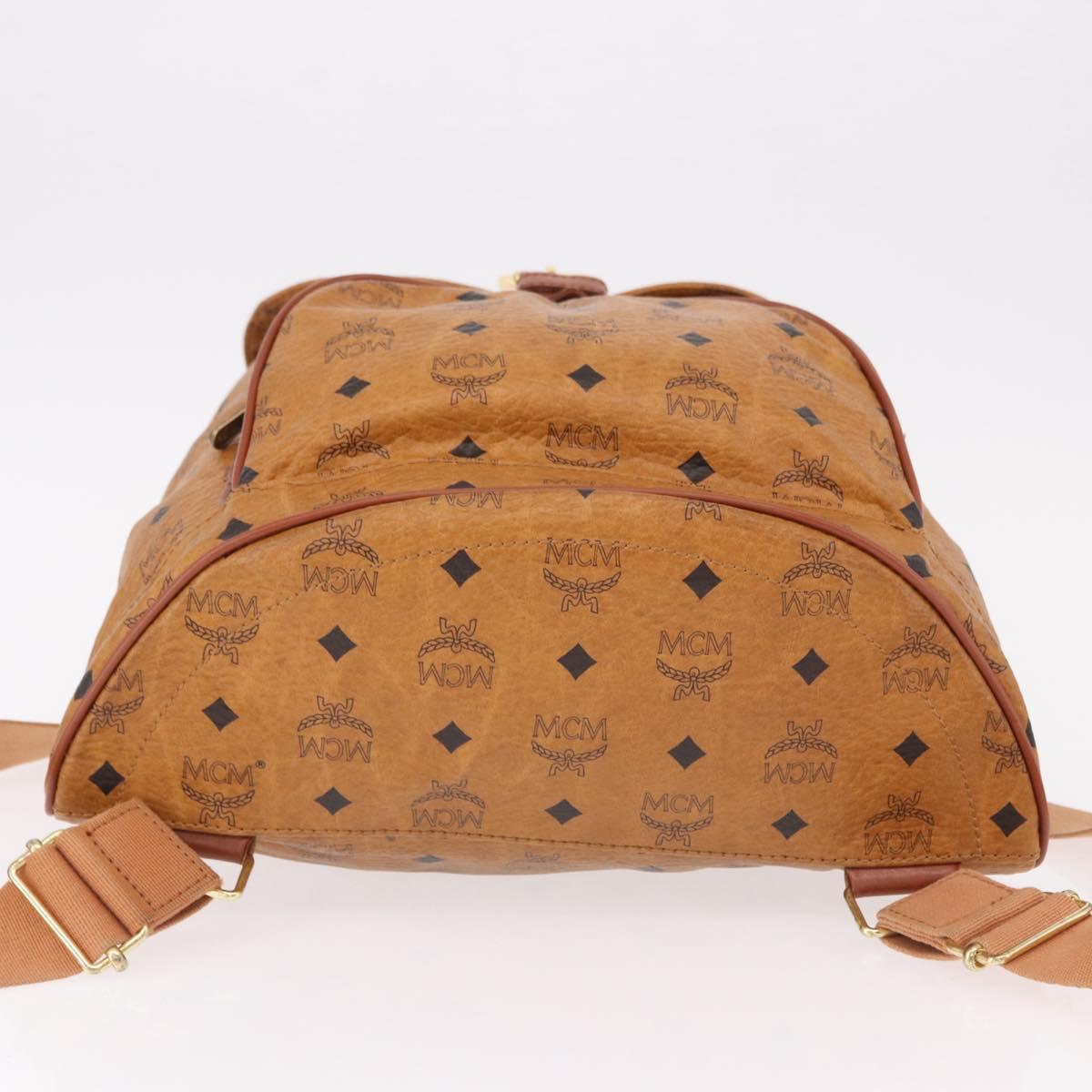 MCM Vicetos Logogram Backpack PVC Beige Gold Auth fm5385A
