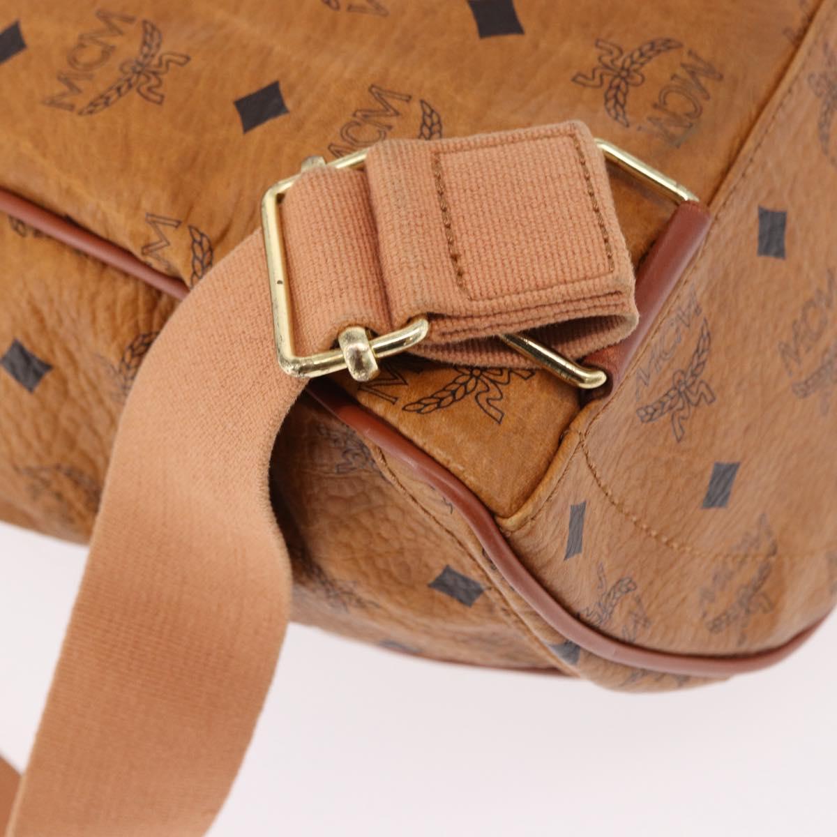 MCM Vicetos Logogram Backpack PVC Beige Gold Auth fm5385A