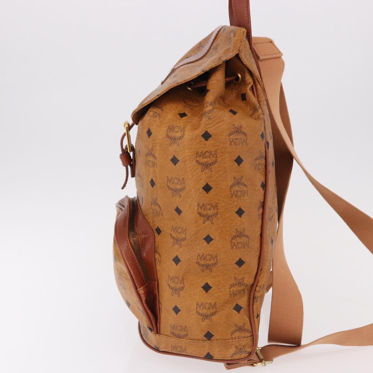 MCM Vicetos Logogram Backpack PVC Beige Gold Auth fm5385A