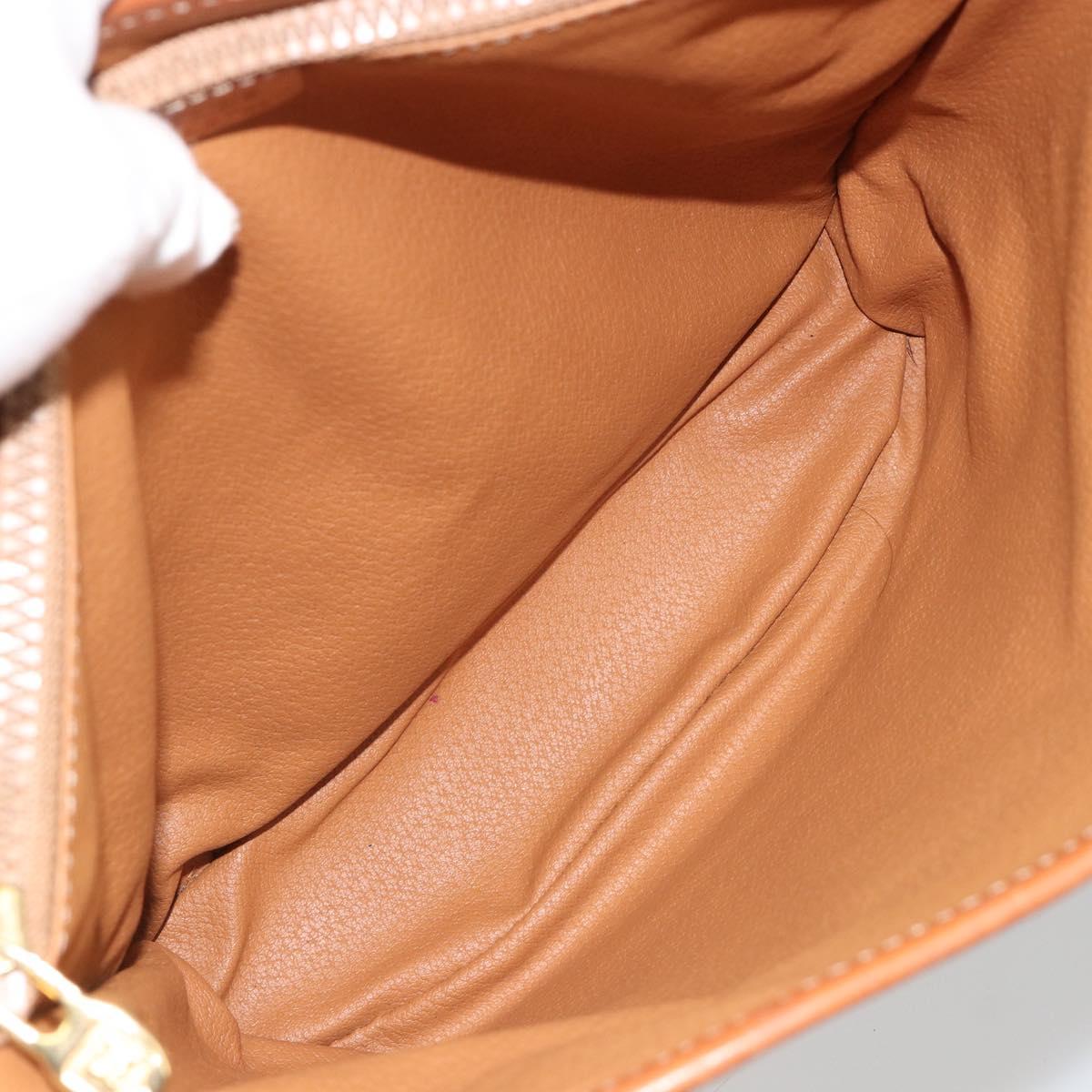 CELINE Macadam Canvas Shoulder Bag PVC Leather Brown Gold Auth fm5387A