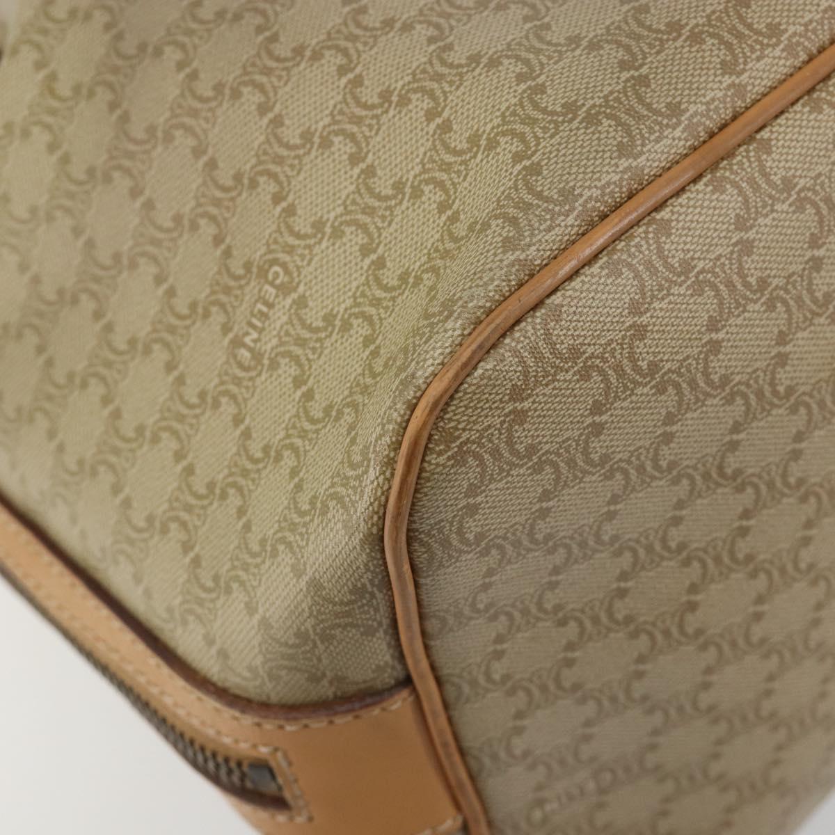CELINE Macadam Canvas Hand Bag PVC Beige Gold Auth fm5389A