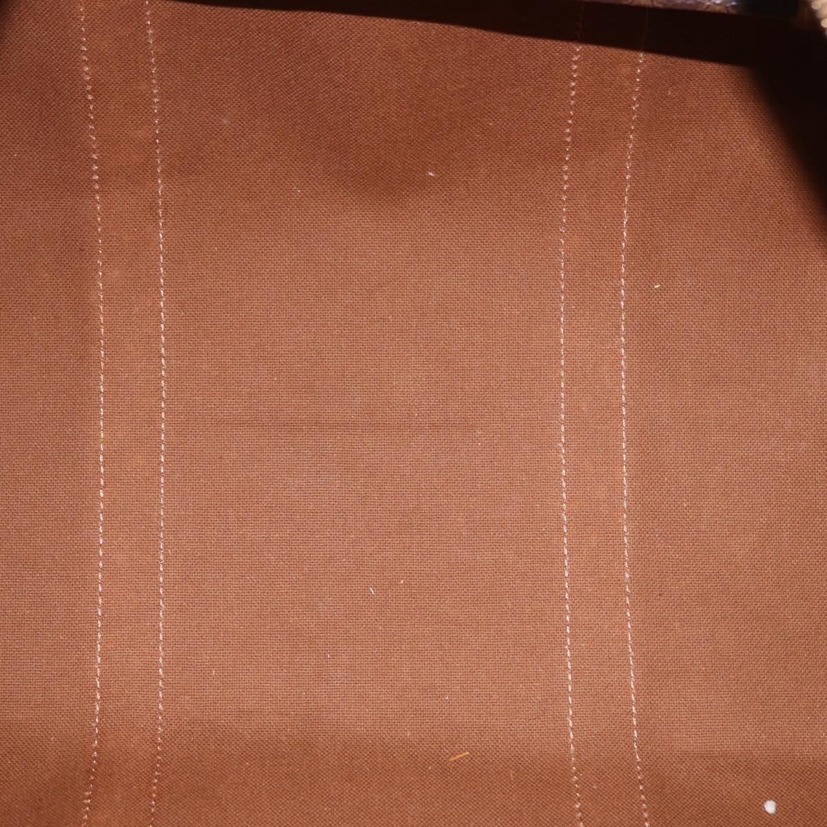 CELINE Macadam Canvas Boston Bag PVC Leather Brown Gold Auth fm5391
