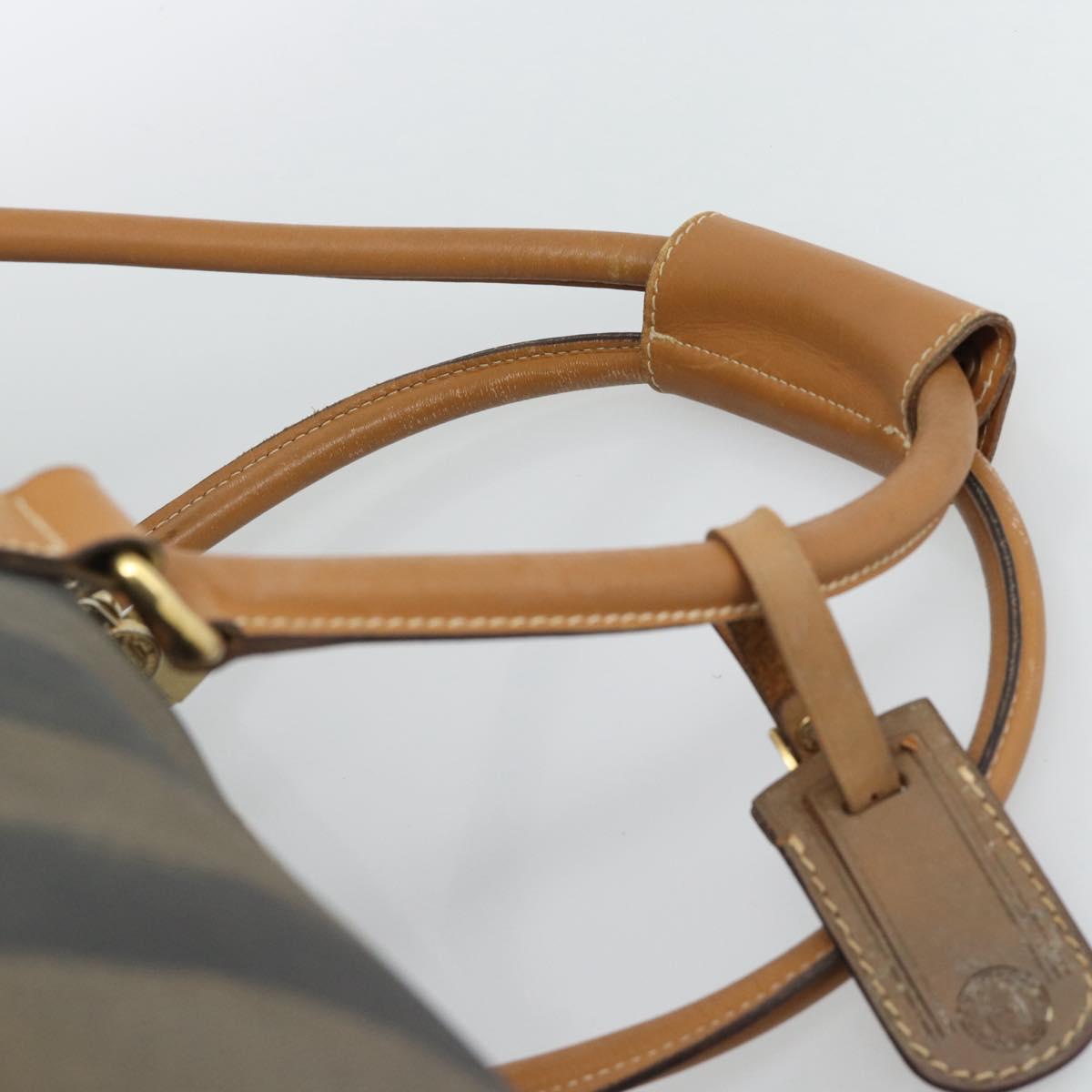 FENDI Pecan Canvas Boston Bag PVC 2way Black Brown Auth fm5392