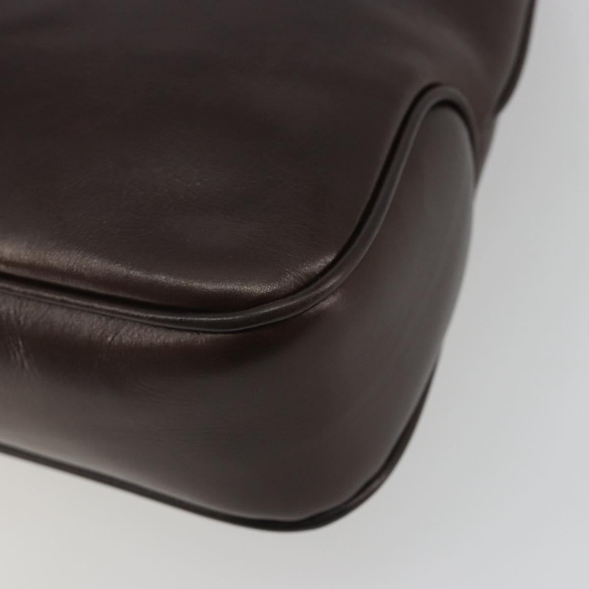 CELINE Shoulder Bag Leather Brown Gold Auth fm5394A