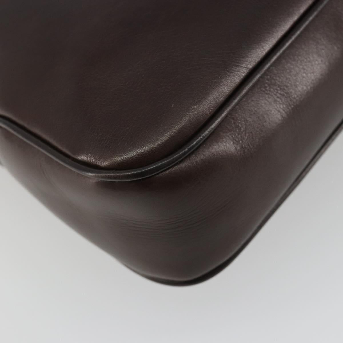 CELINE Shoulder Bag Leather Brown Gold Auth fm5394A