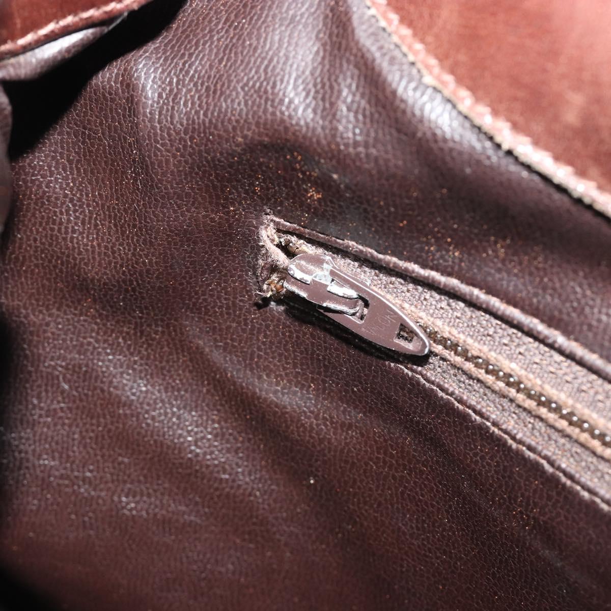 CELINE Shoulder Bag Leather Brown Gold Auth fm5394A