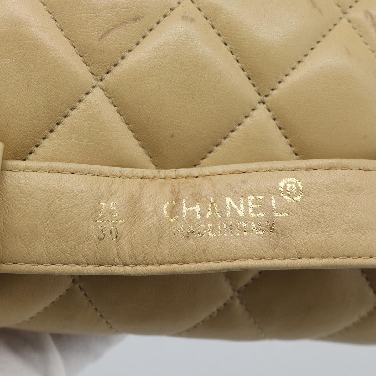 CHANEL Matelasse Waist bag Lamb Skin Beige Gold CC Auth fm5396