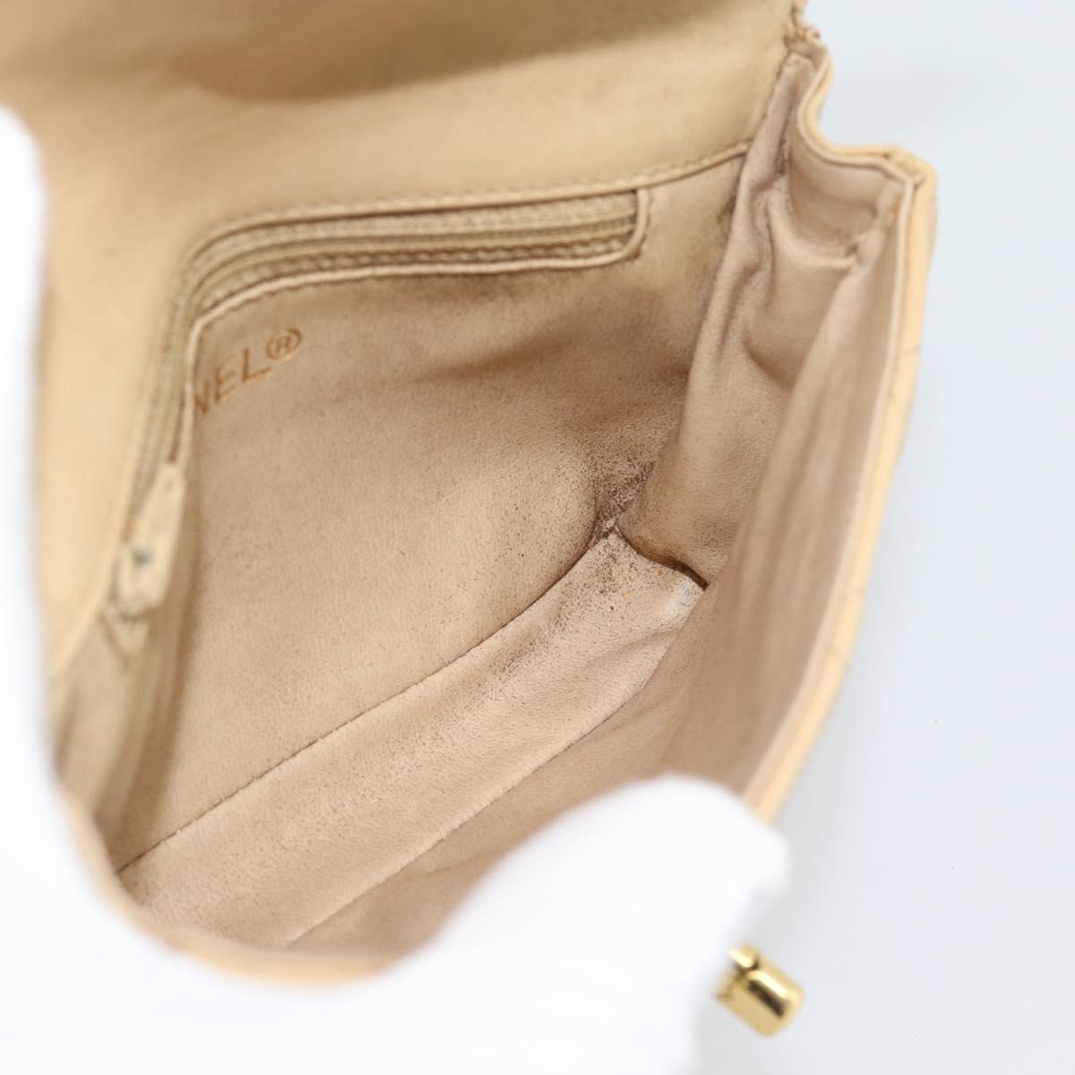 CHANEL Matelasse Waist bag Lamb Skin Beige Gold CC Auth fm5396