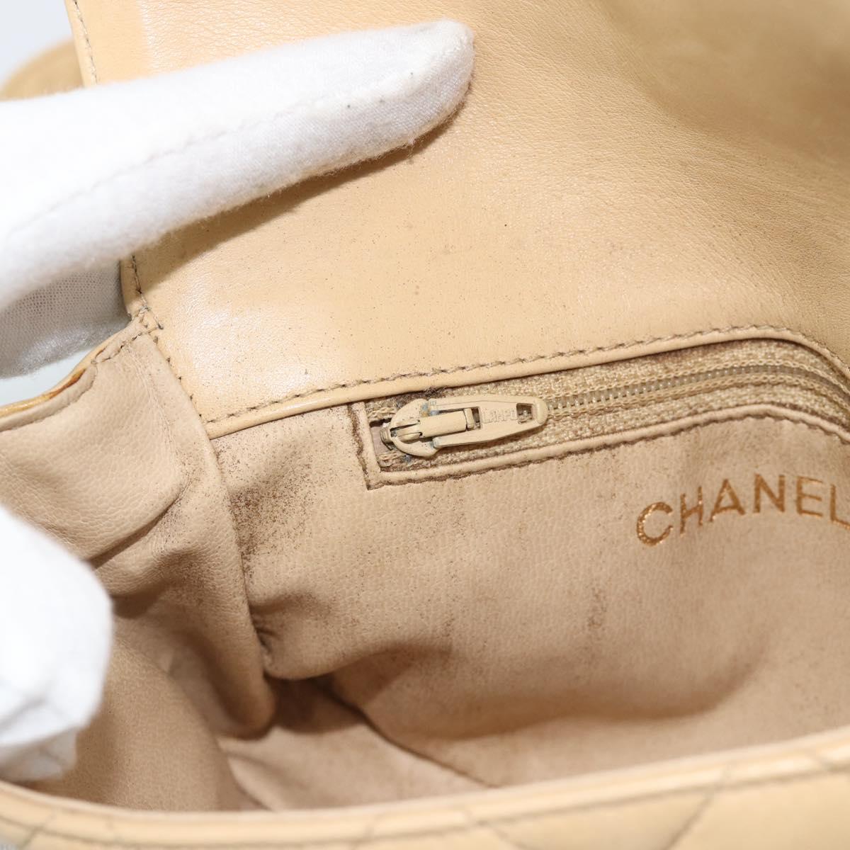 CHANEL Matelasse Waist bag Lamb Skin Beige Gold CC Auth fm5396