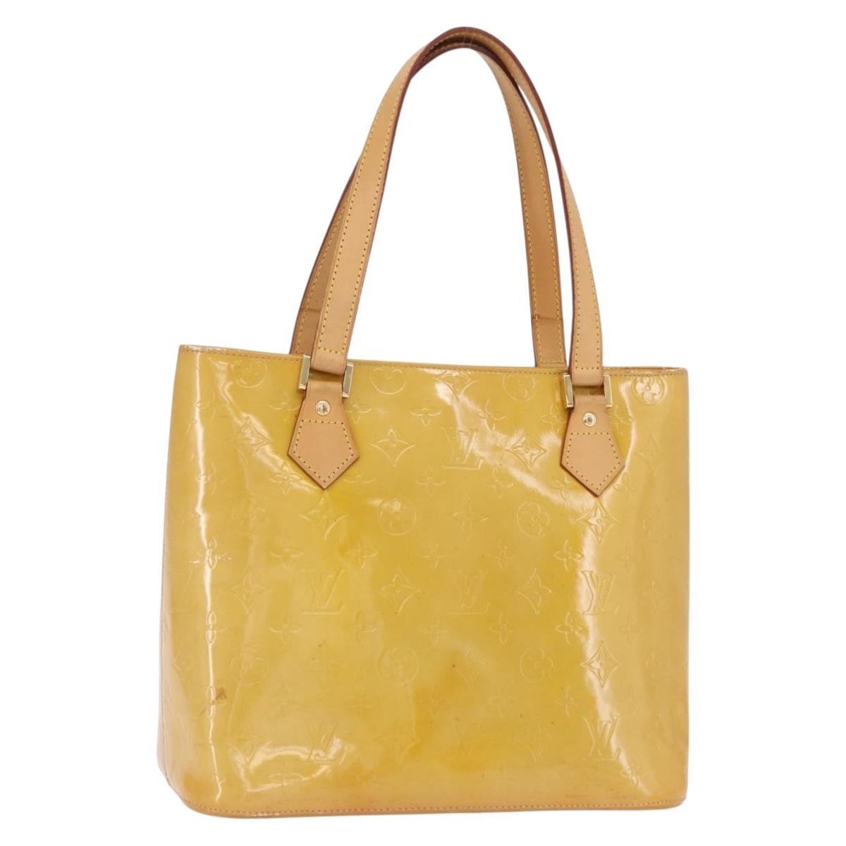 LOUIS VUITTON Monogram Vernis Houston Hand Bag Beige M91004 LV Auth fm5399