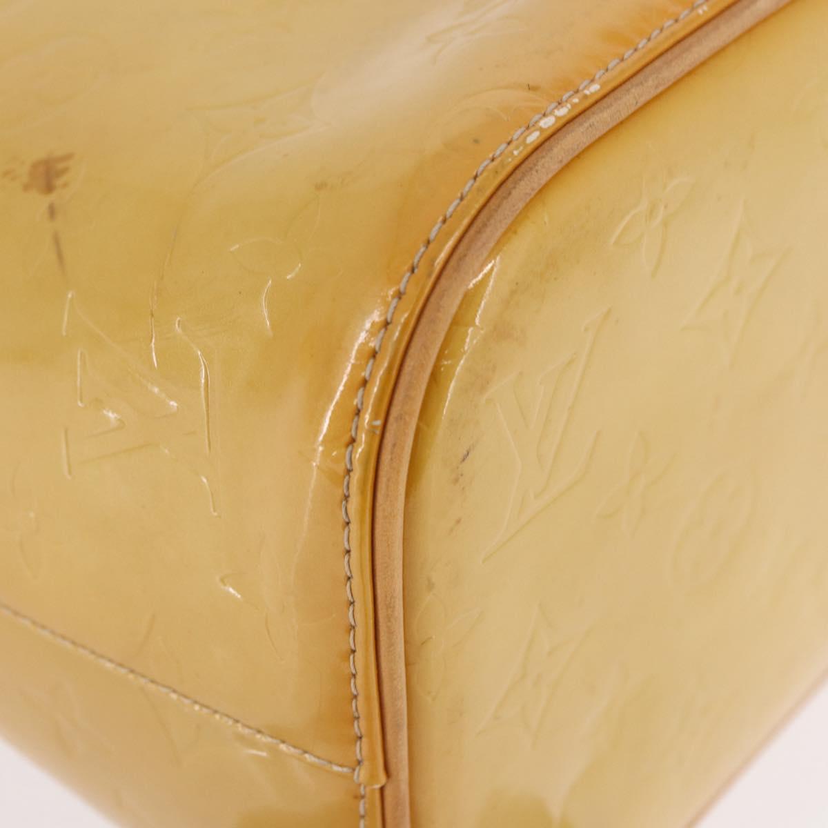 LOUIS VUITTON Monogram Vernis Houston Hand Bag Beige M91004 LV Auth fm5399