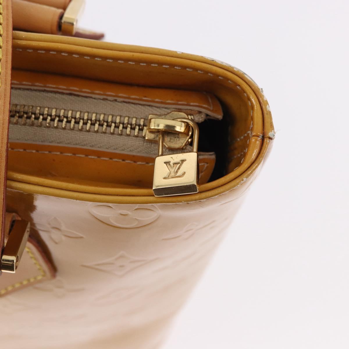 LOUIS VUITTON Monogram Vernis Houston Hand Bag Beige M91004 LV Auth fm5399