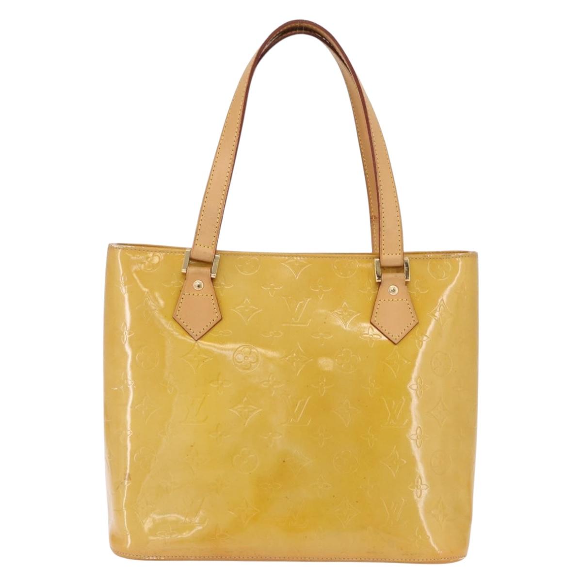 LOUIS VUITTON Monogram Vernis Houston Hand Bag Beige M91004 LV Auth fm5399
