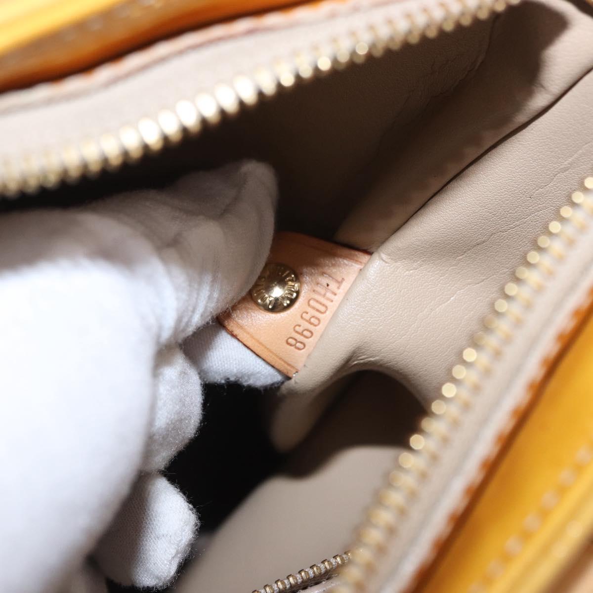 LOUIS VUITTON Monogram Vernis Houston Hand Bag Beige M91004 LV Auth fm5399