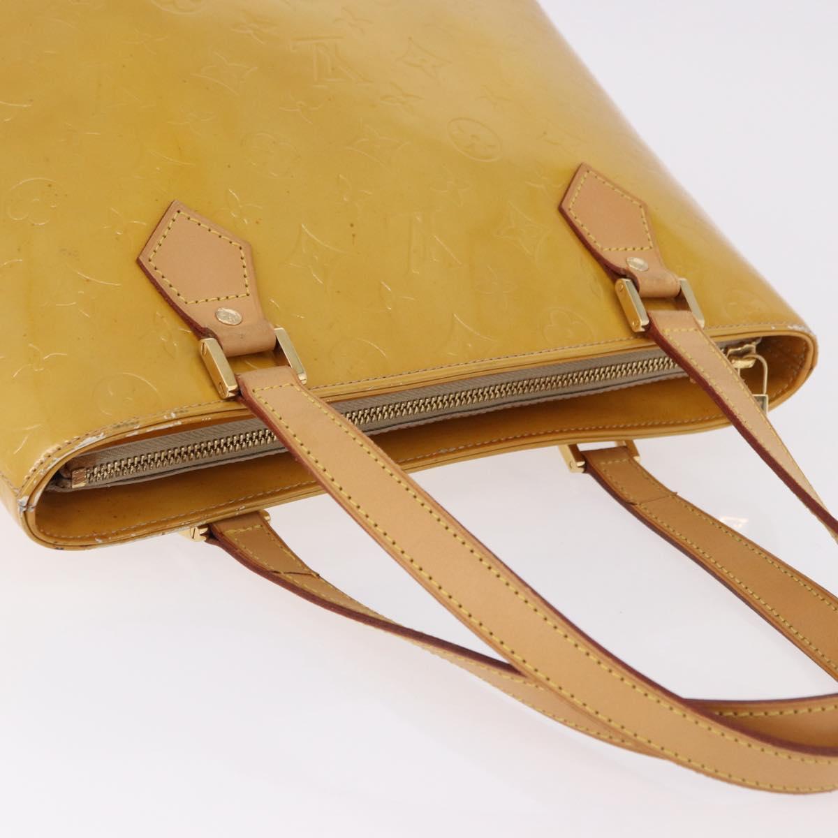 LOUIS VUITTON Monogram Vernis Houston Hand Bag Beige M91004 LV Auth fm5399