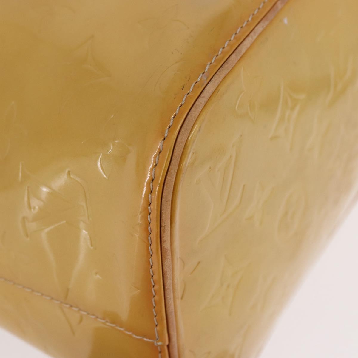 LOUIS VUITTON Monogram Vernis Houston Hand Bag Beige M91004 LV Auth fm5400