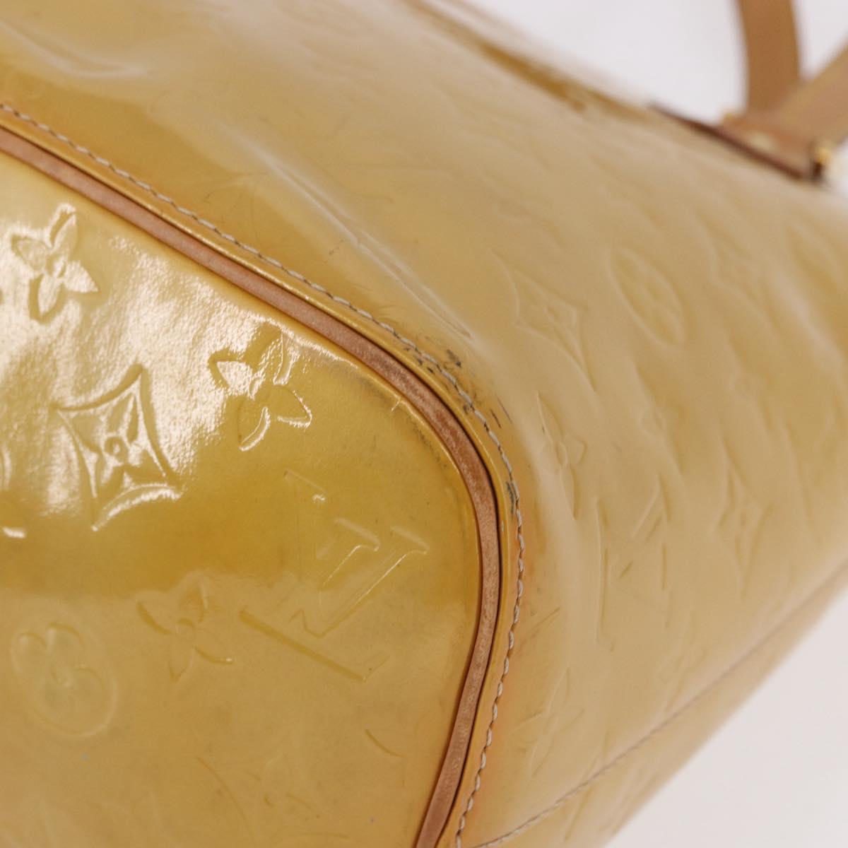 LOUIS VUITTON Monogram Vernis Houston Hand Bag Beige M91004 LV Auth fm5400
