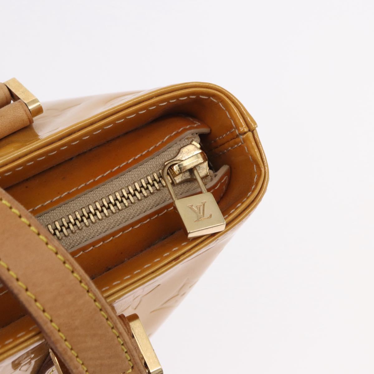 LOUIS VUITTON Monogram Vernis Houston Hand Bag Beige M91004 LV Auth fm5400