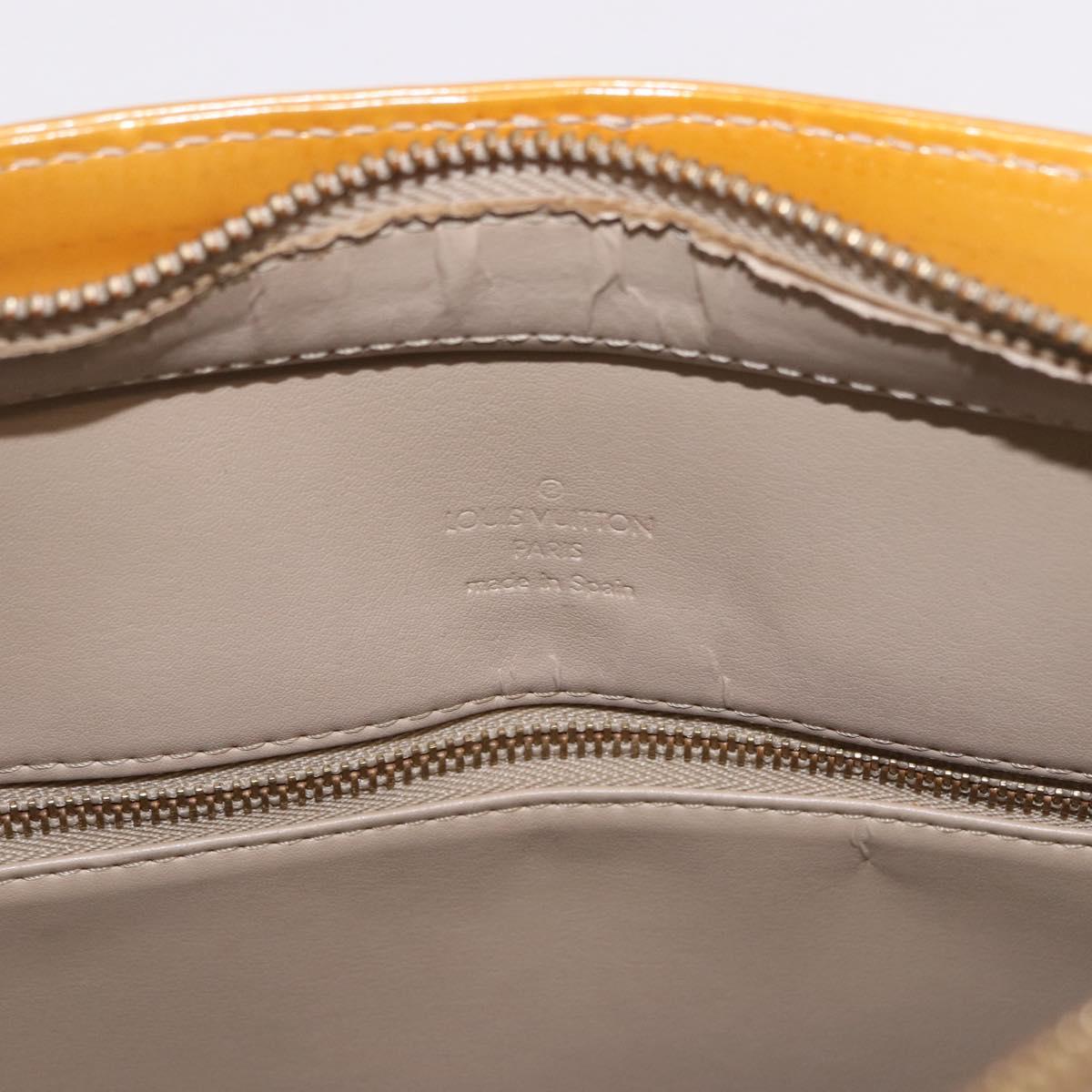 LOUIS VUITTON Monogram Vernis Houston Hand Bag Beige M91004 LV Auth fm5400