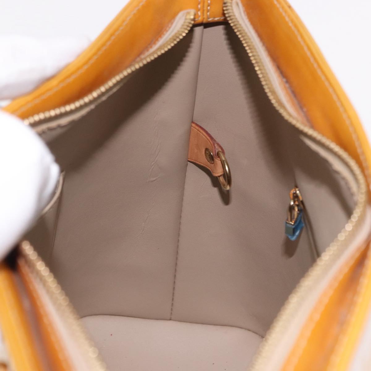 LOUIS VUITTON Monogram Vernis Houston Hand Bag Beige M91004 LV Auth fm5400